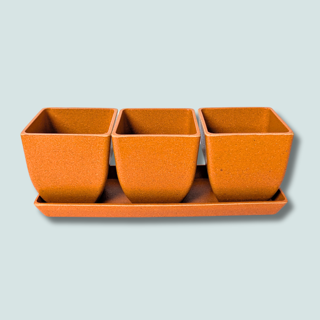 3" Rice Hull Planter Trio