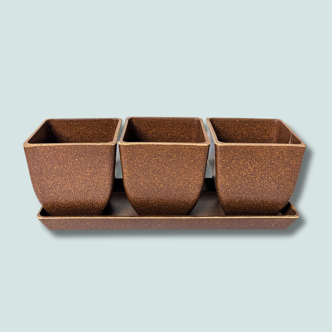 3" Rice Hull Planter Trio