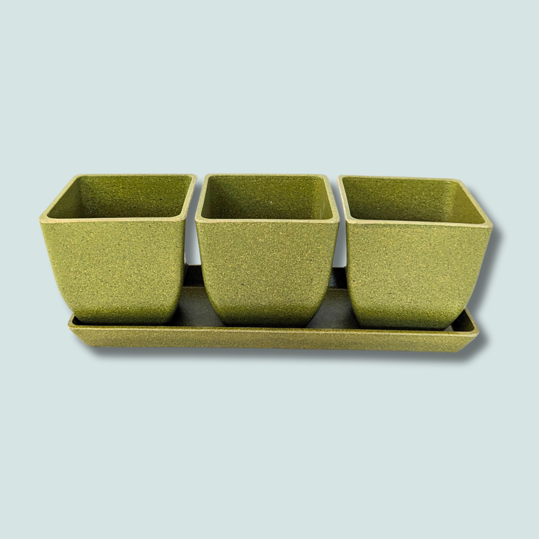 3" Rice Hull Planter Trio