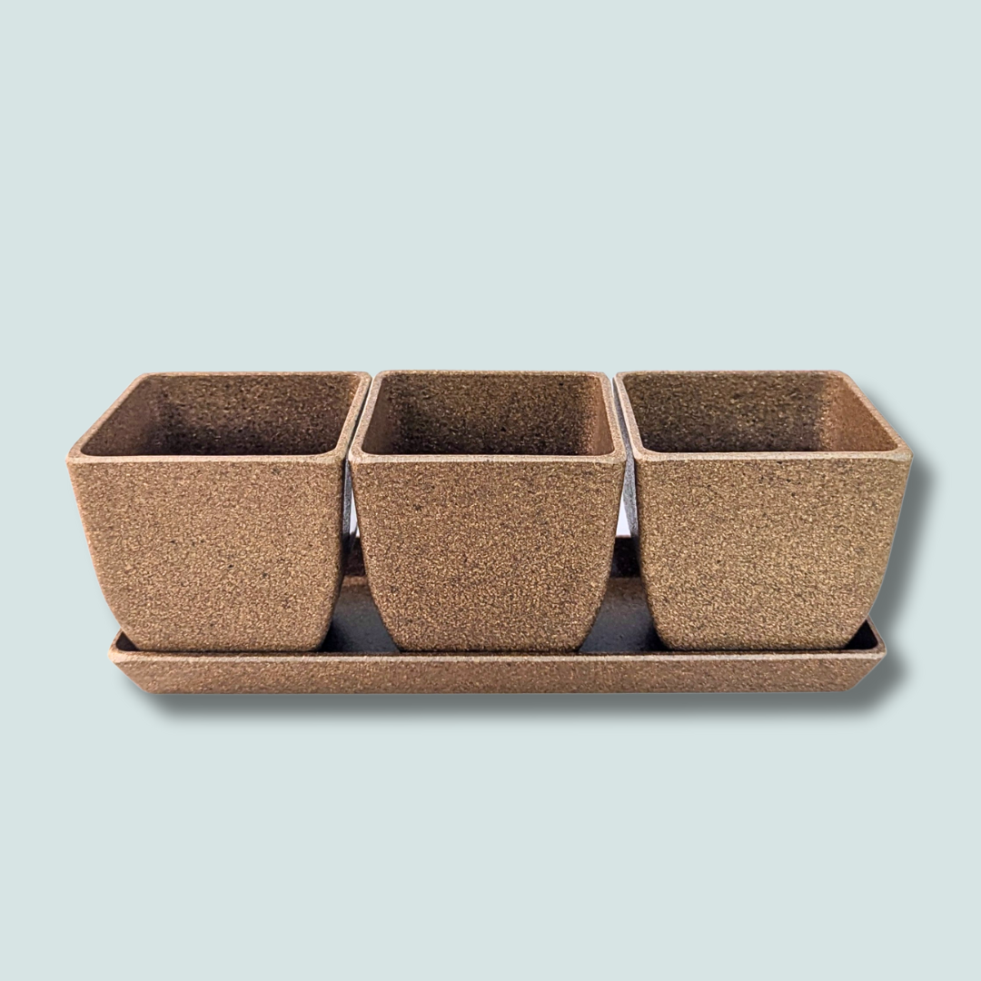 3" Rice Hull Planter Trio