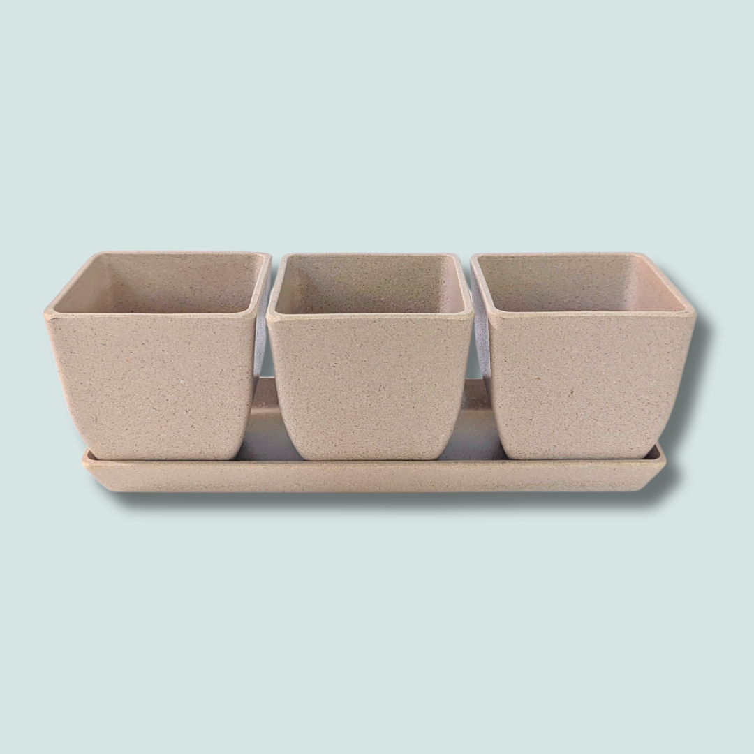 3" Rice Hull Planter Trio