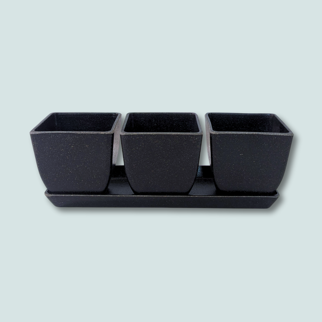 3" Rice Hull Planter Trio